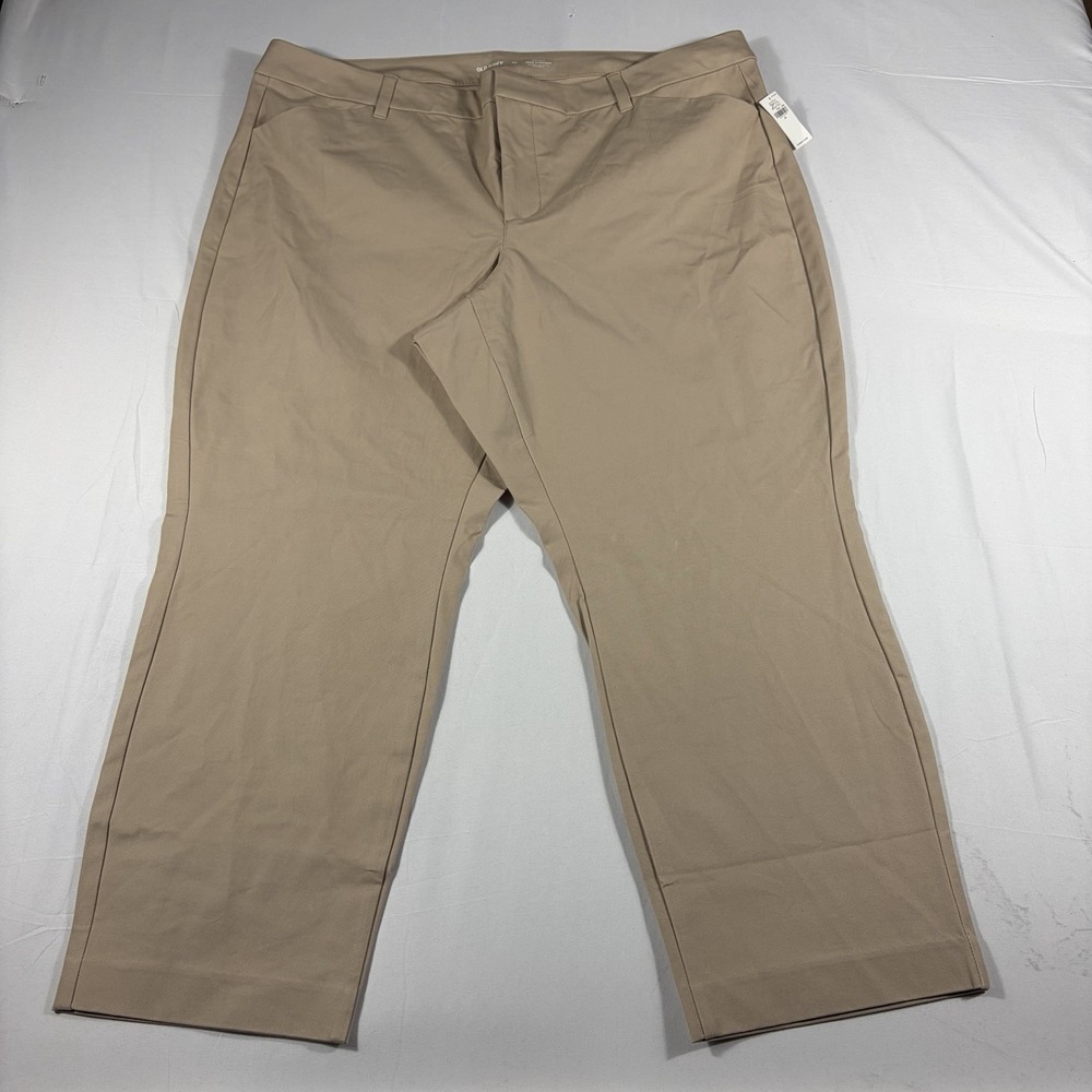 NWT Old Navy High Rise Pixie Straight Pants Womens 22 Tan Stretch Career Office